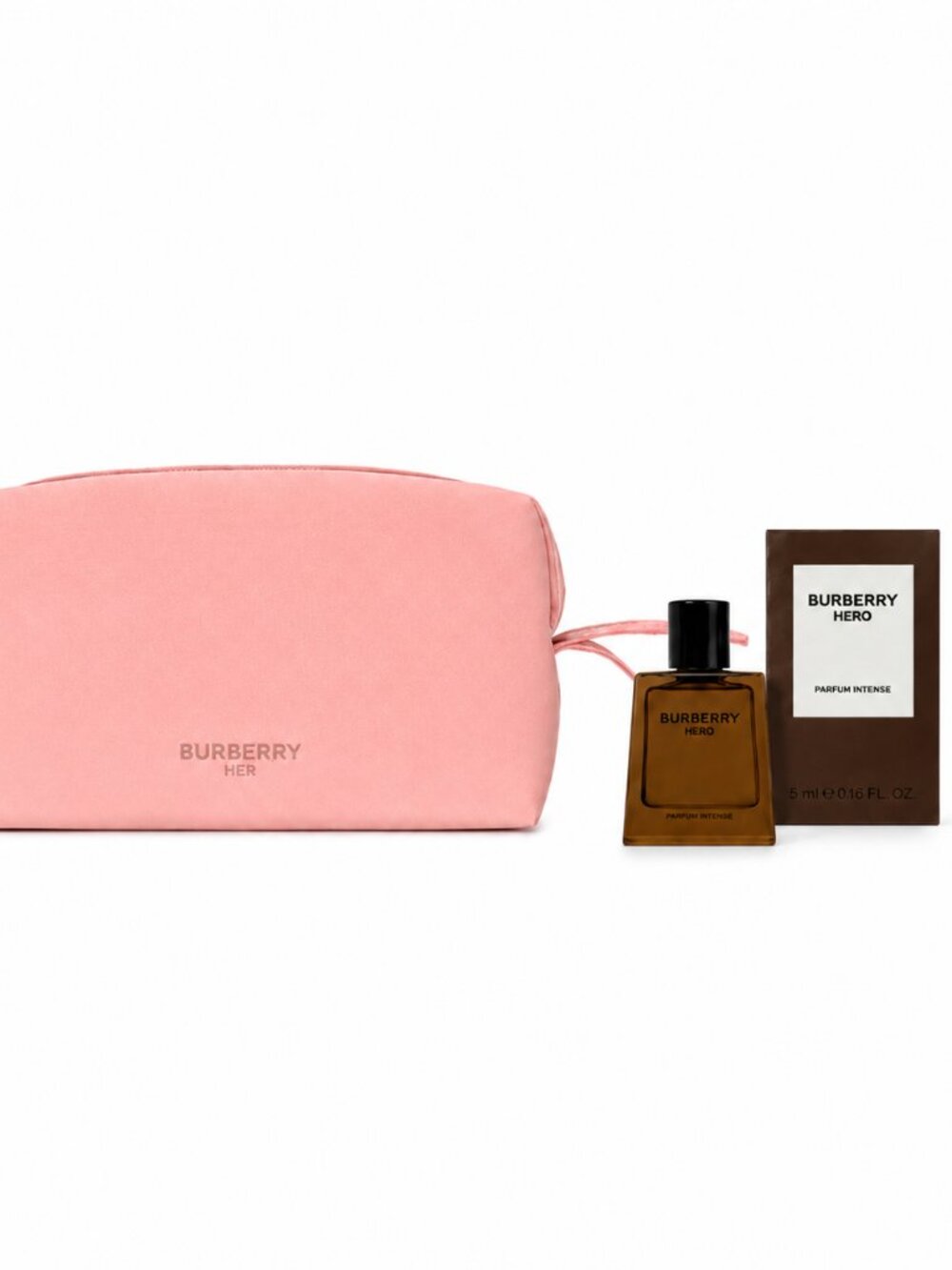 Burberry Hero Fragrance Set with Pink Cosmetic Bag